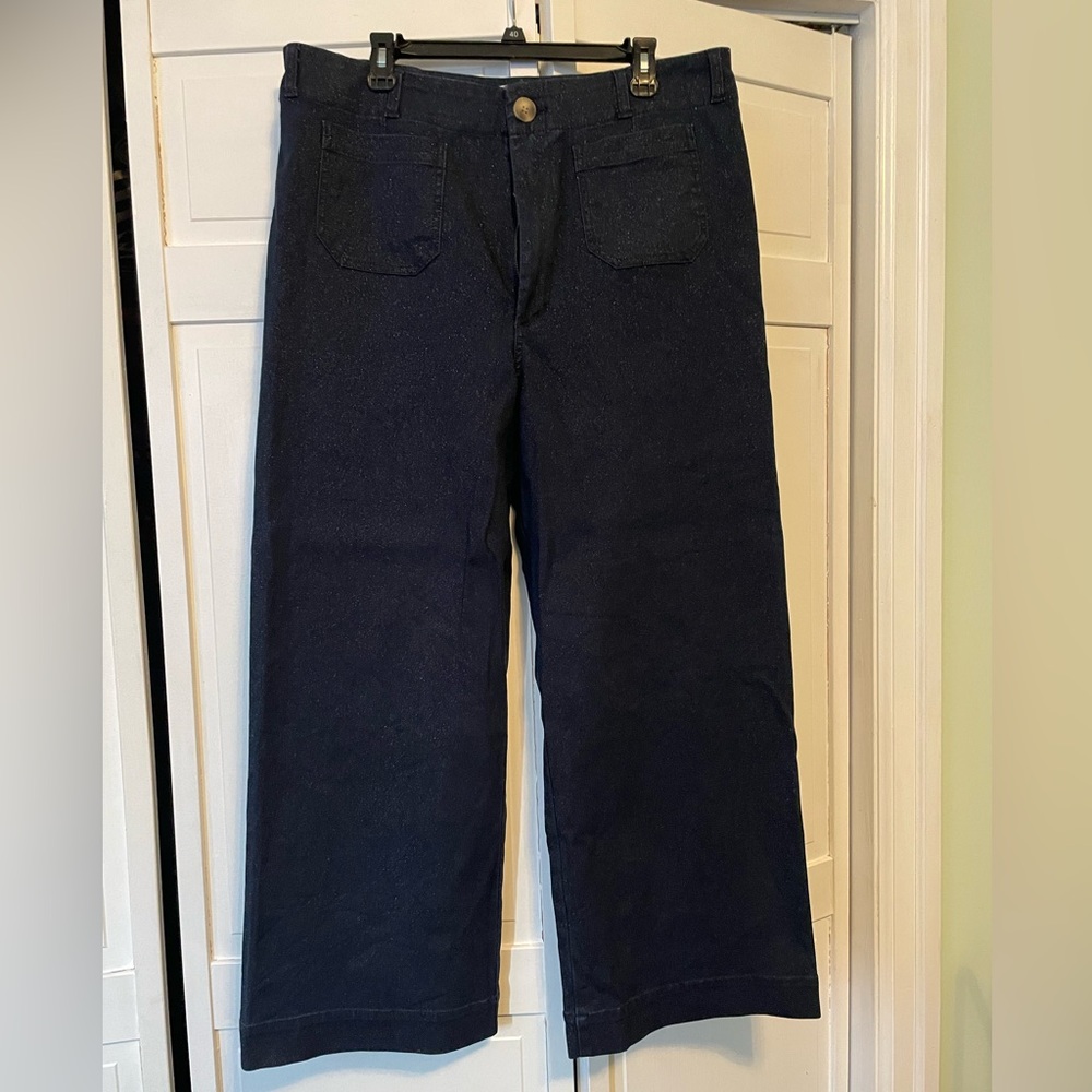 Maeve The Colette Wide Leg Jeans in Shimmery Blue